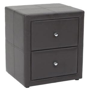 006-000008 Κομοδίνο Como pakoworld με δύο συρτάρια PU χρώμα σκούρο καφέ ματ 47x42x53εκ