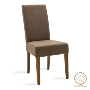 047-000038 Καρέκλα Ditta pakoworld ύφασμα ανοικτό καφέ-πόδι μασίφ ξύλο καρυδί