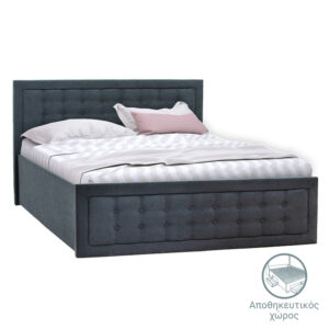 049-000057 Κρεβάτι Kiev pakoworld ύφασμα ανθρακί αποθηκευτικός χώρος 160x200εκ