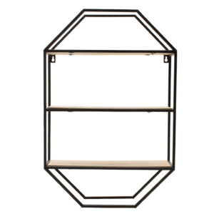 104-000003 Ραφιέρα τοίχου Azira pakoworld μεταλλική χρώμα μαύρο-φυσικό 40x14x61εκ