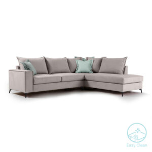 168-000031 Γωνιακός καναπές αριστερή γωνία Romantic pakoworld ύφασμα elephant-ciel 290x235x95εκ