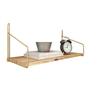 191-000001 Ραφιέρα τοίχου Holly pakoworld φυσικό-χρυσό gloss 45x16x16εκ