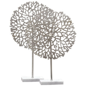 193-000045 Επιτραπέζιο διακοσμητικό με τετράγωνη βάση PWD-0108 pakoworld μέταλλο ασημί 24x40εκ