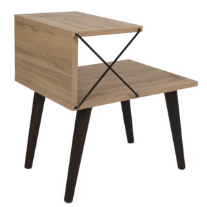 071-001532 Βοηθητικό τραπέζι-κομοδίνο Gather pakoworld sonoma-καρυδί 50x40x55εκ