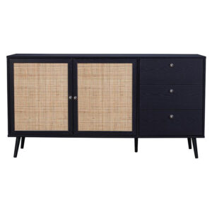 086-000016 Μπουφές Oslo pakoworld μαύρο-φυσικό 150x39x79εκ