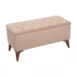 202-000086 Σκαμπό-μπαούλο Elone pakoworld μπεζ-καρυδί 90x40x44εκ