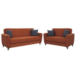 213-000030 Σετ σαλονιού 2τεμ Antony pakoworld ύφασμα βελουτέ κεραμιδί