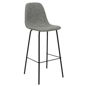 029-000023 Σκαμπό bar Bella pakoworld μεταλλικό μαύρο-pu antique γκρι