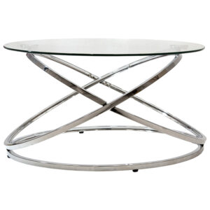 029-000106 Τραπέζι σαλονιού Sabin pakoworld μέταλλο-γυαλί 8mm Φ80x43εκ