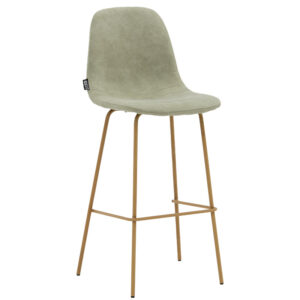 029-000165 Σκαμπό bar Bella pakoworld μεταλλικό φυσικό-ύφασμα γκρι antique