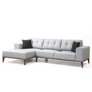 071-001123 Γωνιακός καναπές PWF-0504 pakoworld δεξιά γωνία ύφασμα γκρι-καρυδί 288x160x85εκ