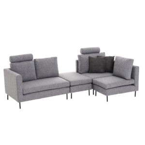 071-001377 Πολυμορφικός καναπές PWF-0590 pakoworld ύφασμα γκρι 121x88x84εκ