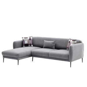 071-001397 Γωνιακός καναπές-κρεβάτι PWF-0577 pakoworld δεξιά γωνία ύφασμα γκρι 265x163x80εκ