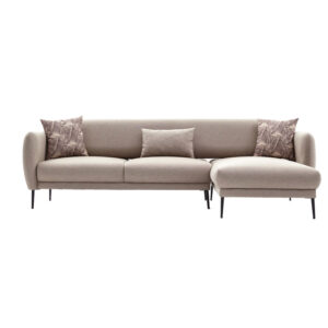 071-001399 Γωνιακός καναπές-κρεβάτι PWF-0577 pakoworld αριστερή γωνία ύφασμα κρεμ 265x163x80εκ