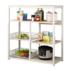 072-000051 Ραφιέρα επιδαπέδια Polis pakoworld μέταλλο λευκό-φυσικό 80x30x80εκ