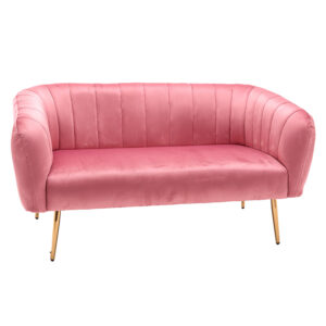222-000005 Καναπές 2θέσιος Rome pakoworld βελούδο ροζ-χρυσό 142x75x72εκ